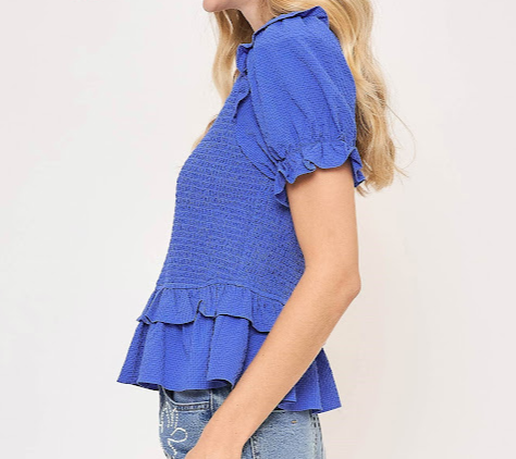 Smocked Collared Blouse