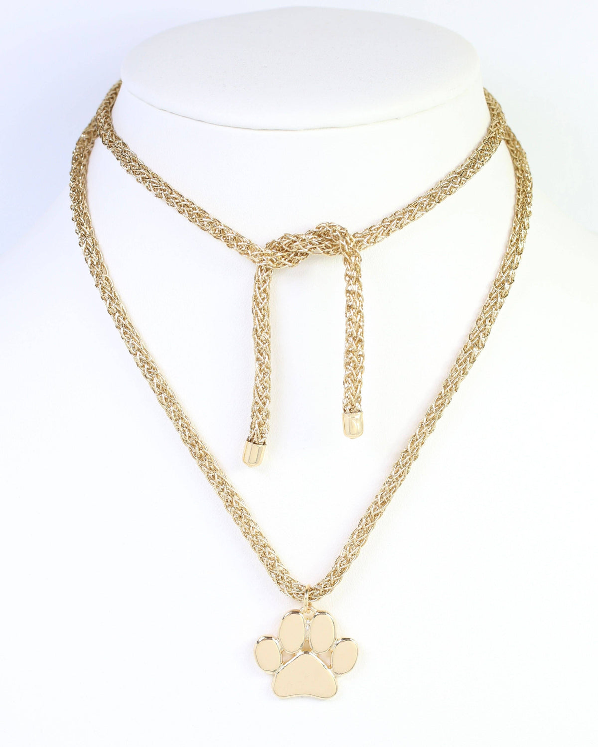 Gold Paw Print Cord Necklace