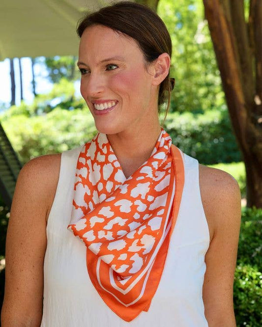 Orange & White Leopard Print Game Day Scarf