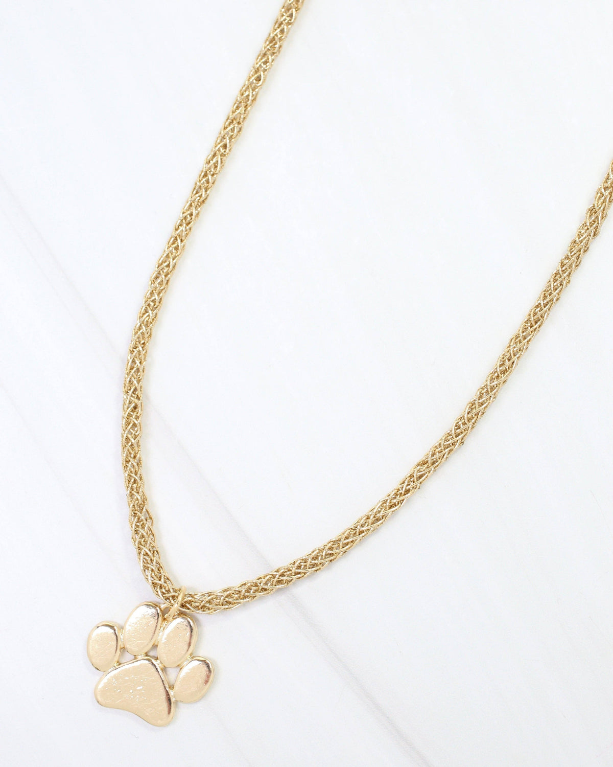 Gold Paw Print Cord Necklace