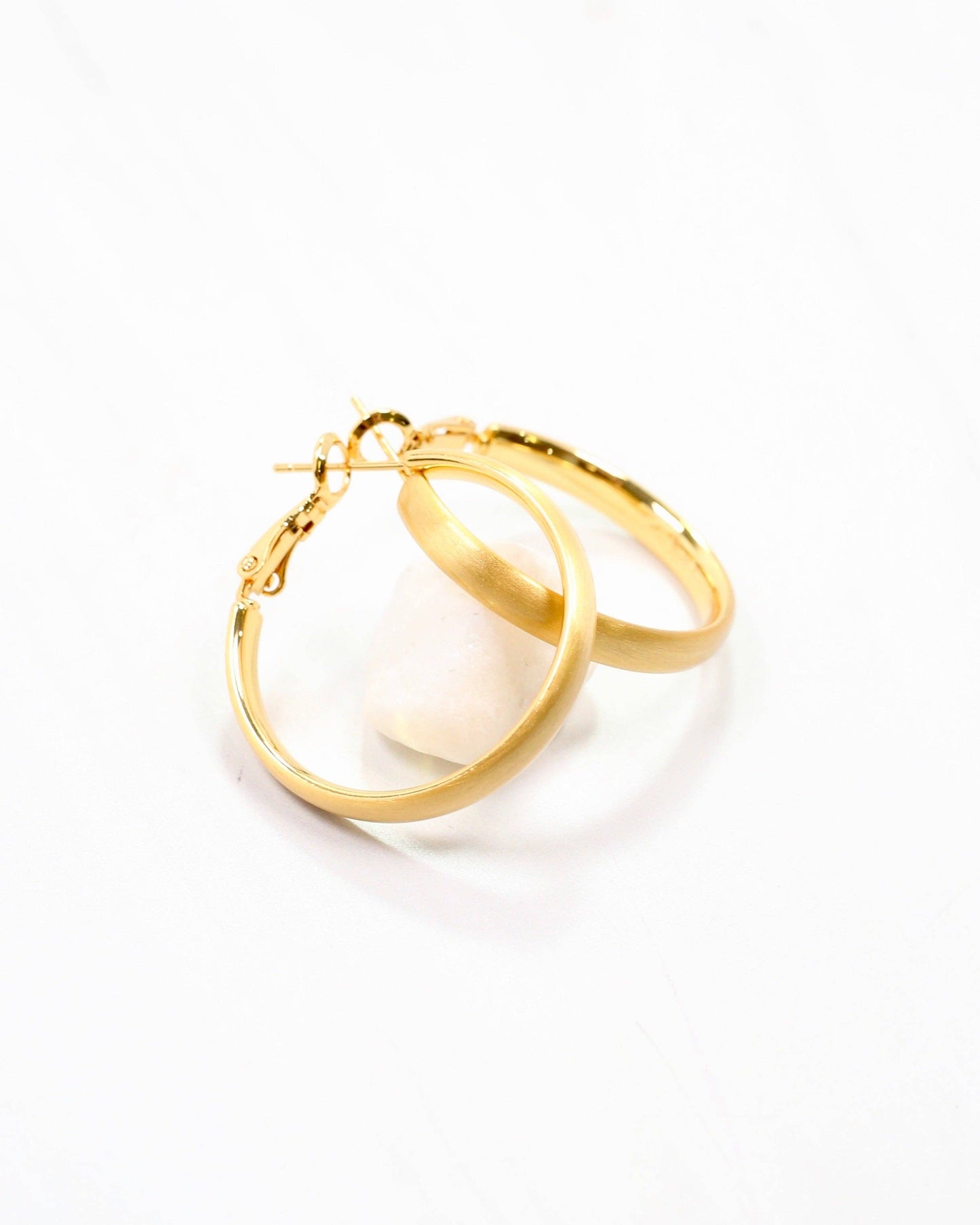 Worn Gold Medium Hoop Earrings