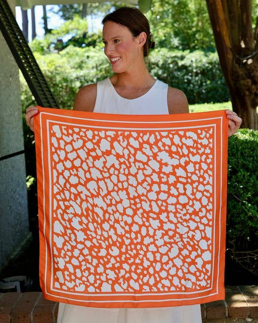Orange & White Leopard Print Game Day Scarf