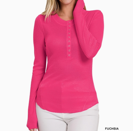 Waffle Snap Button Sweater