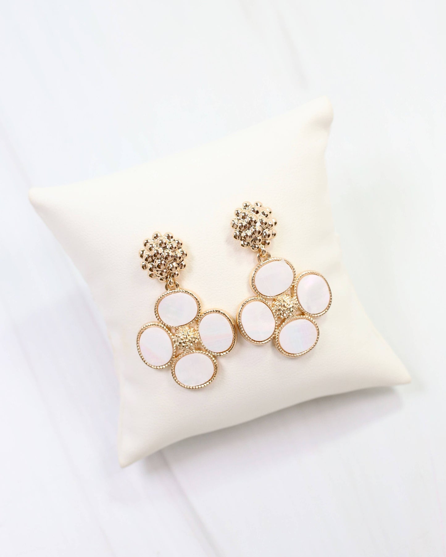 Mother-of-Pearl Flower Dangle Earrings