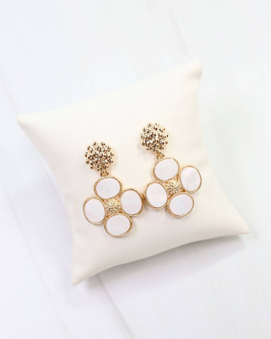 Mother-of-Pearl Flower Dangle Earrings
