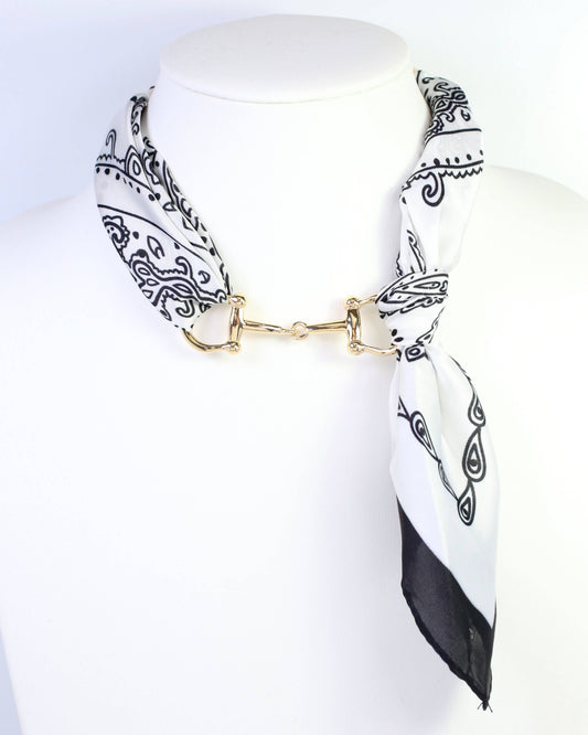 Black & White Horsebit Scarf Necklace