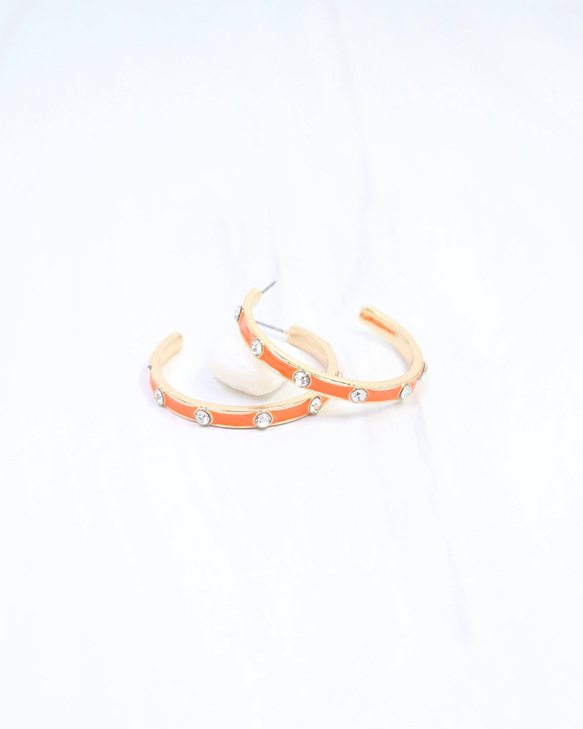 Orange Enamel Hoop Earrings