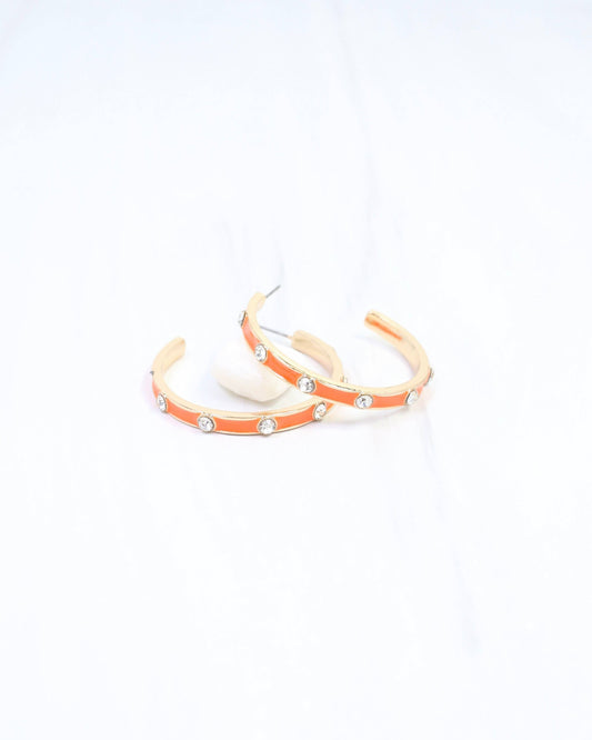 Orange Enamel Hoop Earrings
