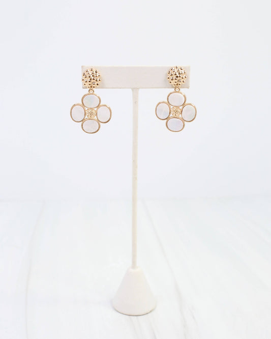 Mother-of-Pearl Flower Dangle Earrings