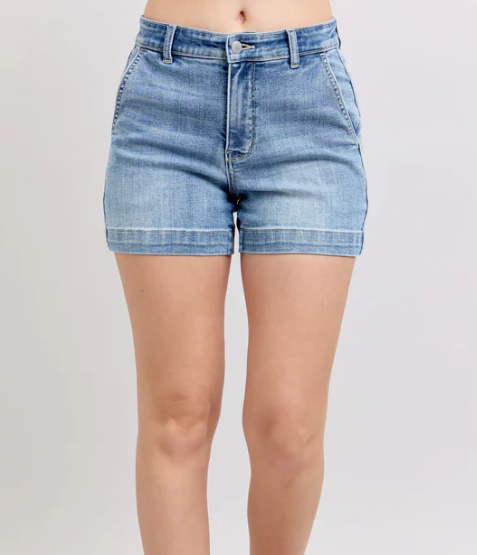 Judy Blue Mid-Rise Denim Trouser Shorts