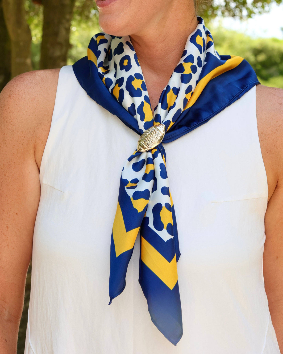 Blue & Gold Animal Print Game Day Scarf