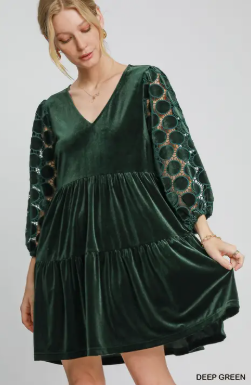 Tiered Velvet Mini Dress