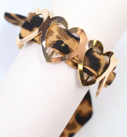 Evanston Heart Scarf Bracelet Brown Leopard