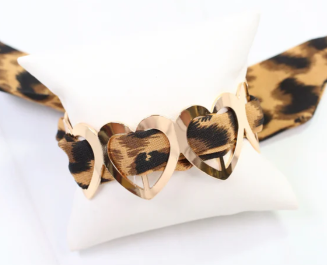 Evanston Heart Scarf Bracelet Brown Leopard