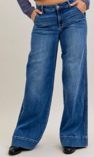Judy Blue Mid-Rise Retro Wide Leg Jeans