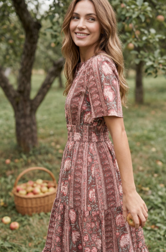 Merlot Floral Tiered Maxi Dress