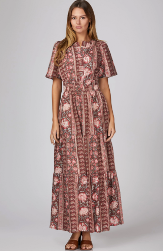 Merlot Floral Tiered Maxi Dress