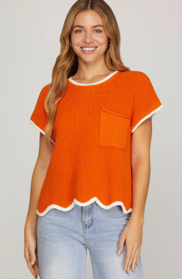 Orange & White Game Day Sweater Top