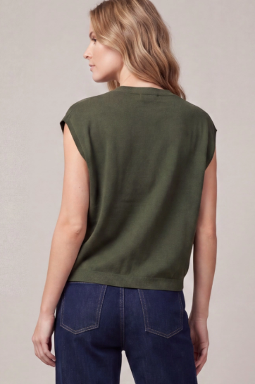 Olive Button-Front Sweater Top