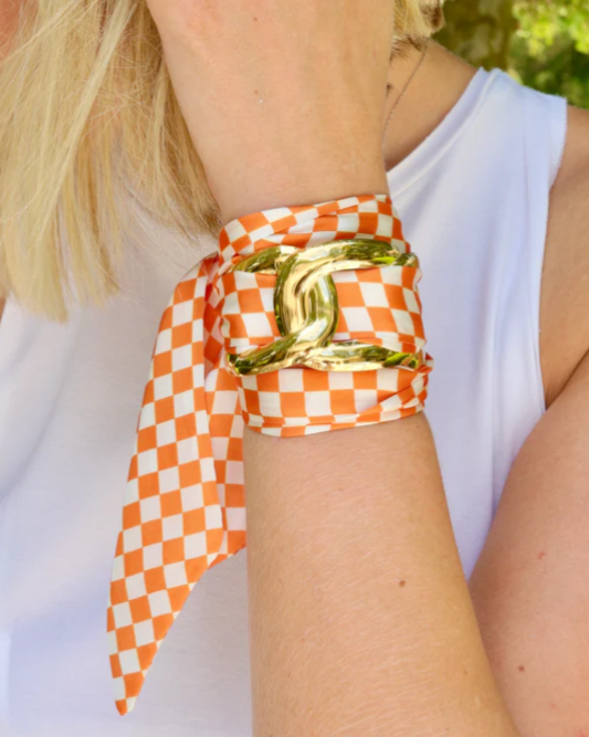 Game Day Scarf Bracelet - Orange Check